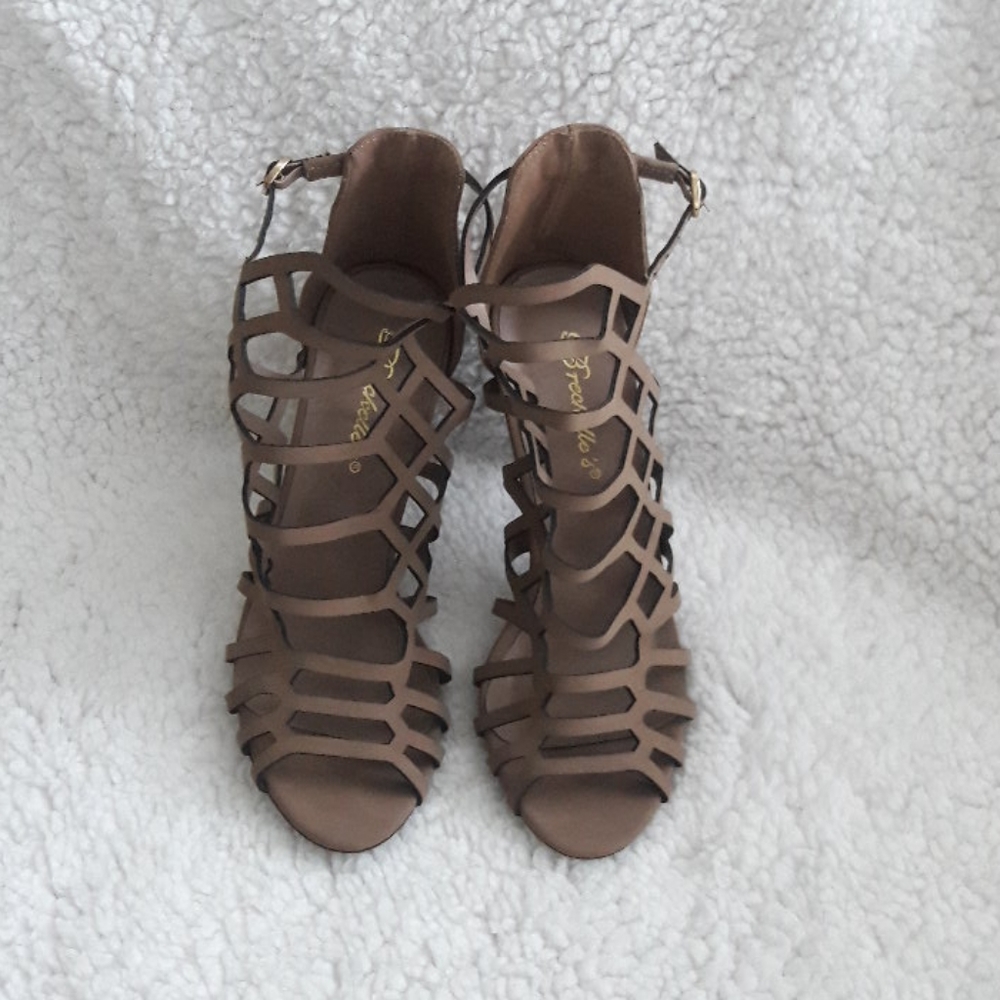 Taupe caged heels